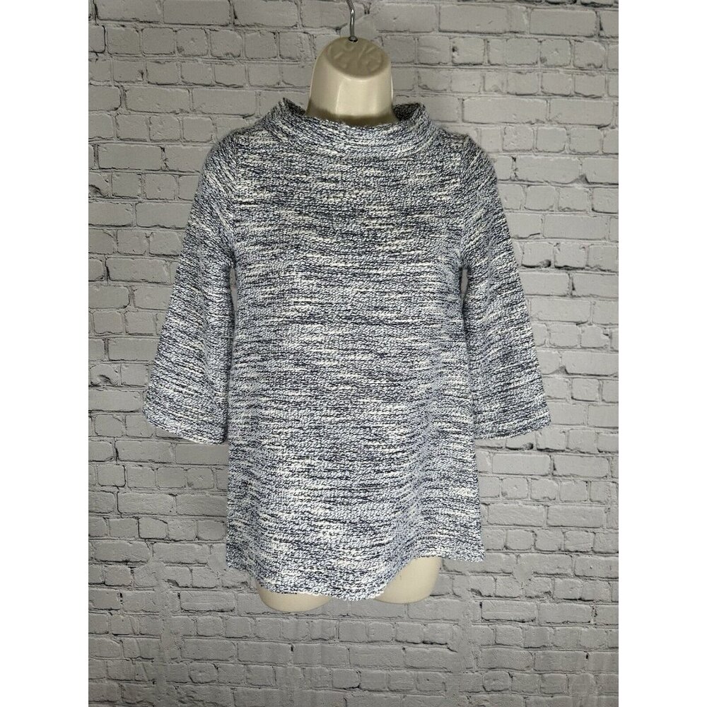 NWT Loft Blue White Gold Metallic Mock Neck Pullover Women’s Sweater XXSP